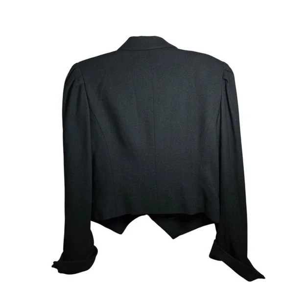 Doncaster Black Tailored Wool Jacket Gold Button Cropped Blazer Made in USA - Picture 4 of 10